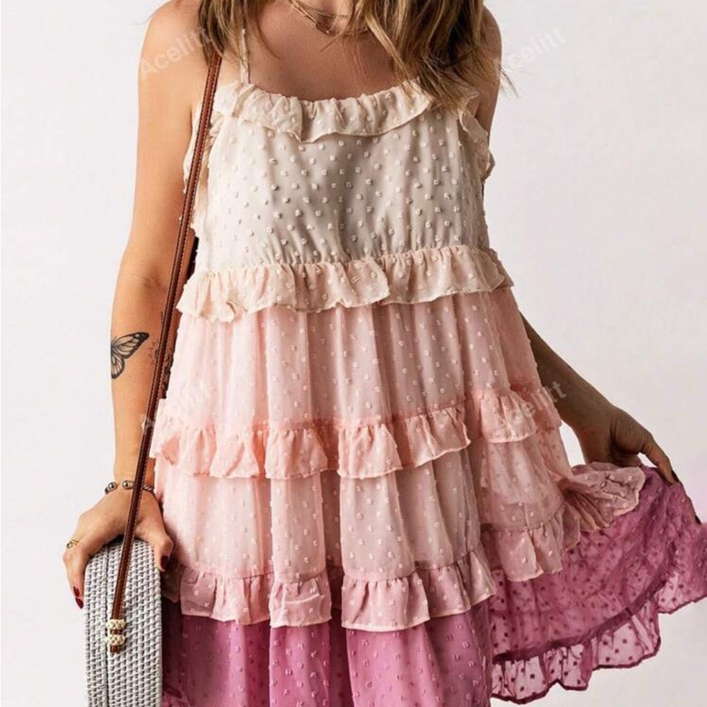 Acelitt Pink Layered Ruffle Dress - Picture 4 of 5